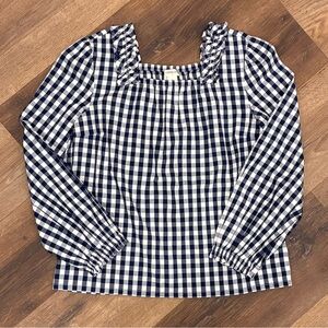 Crewcuts Blue Gingham Blouse Ruffles Spring Summer Outfit Shirt Top 12 Girl